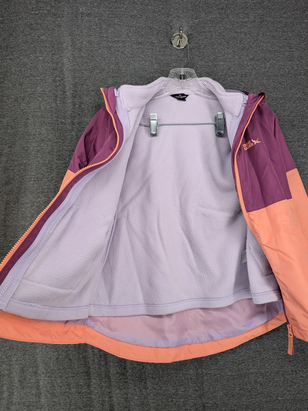 Eddie Bauer Colorblock Raincoat in Purple & Peach